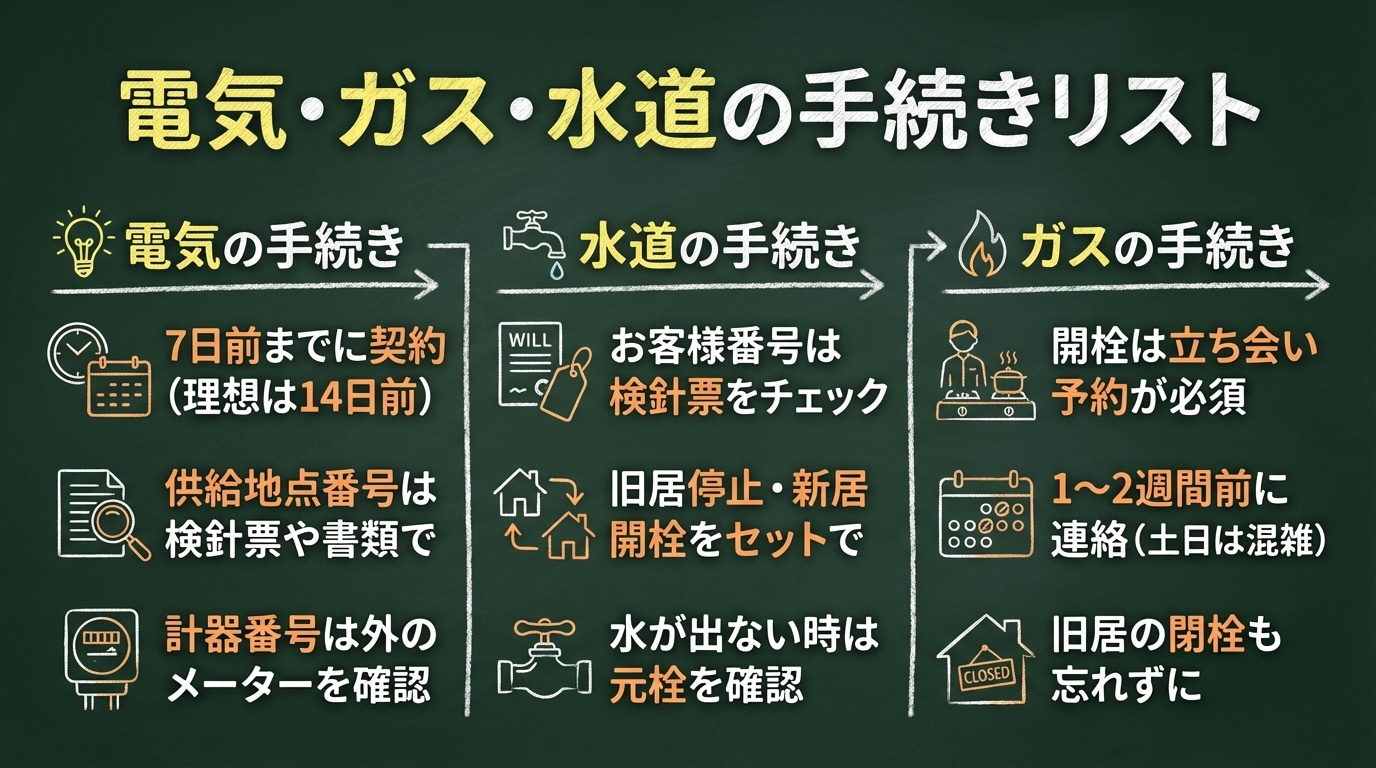 電気・ガス・水道の手続き